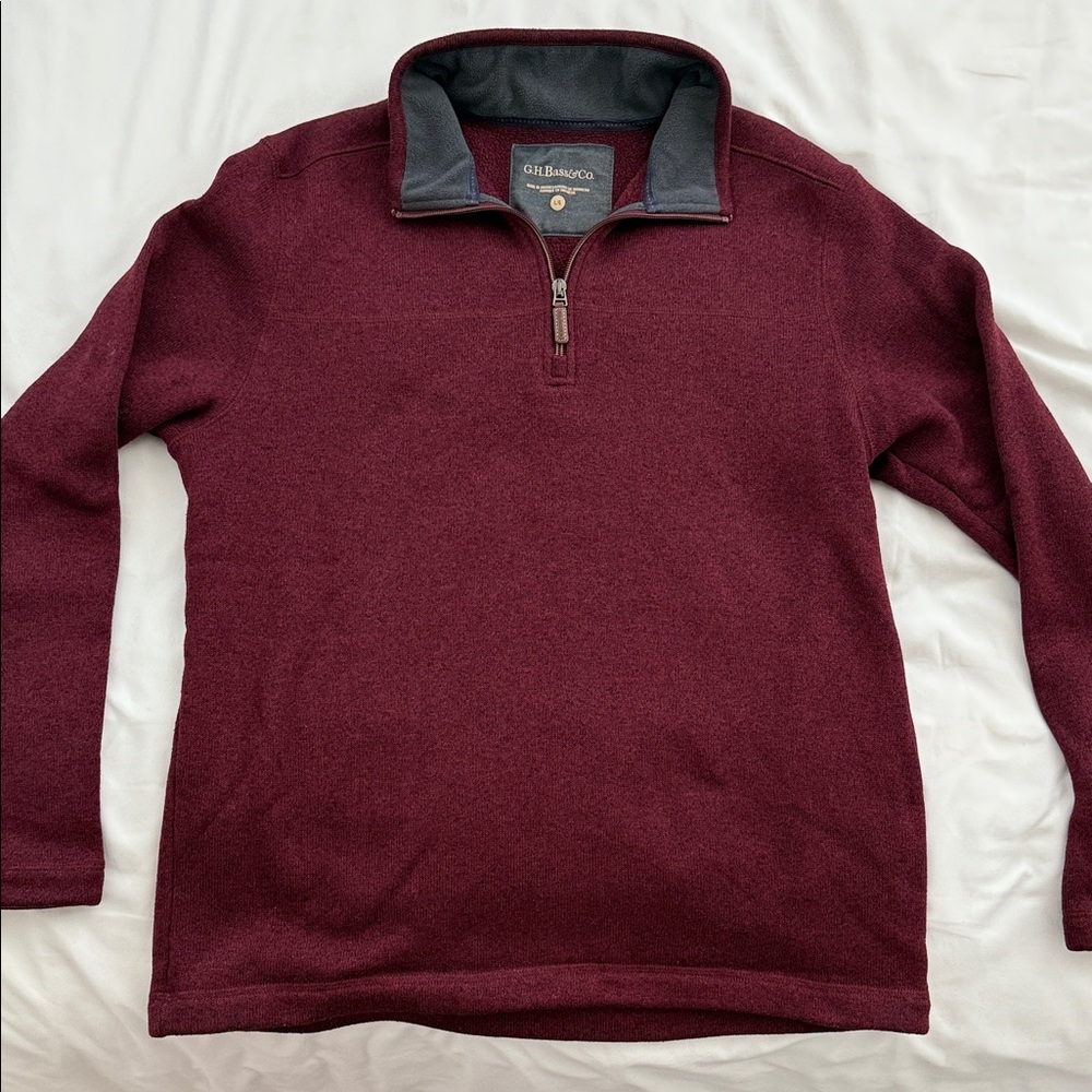 G.H Bass Men's Maroon Zip-Up Sweater
